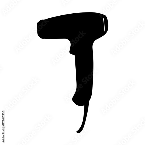 A minimalist silhouette of a barcode scanner for point of sale systems