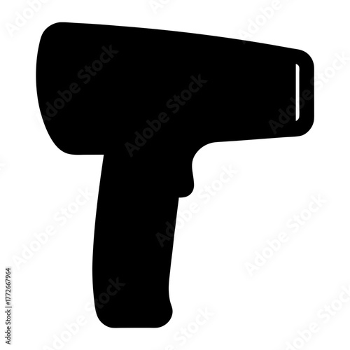 Black silhouette of a noncontact infrared thermometer on a white background