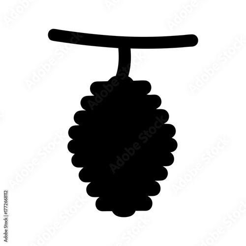 Silhouette of a hanging beehive or wasp nest in simple graphic style