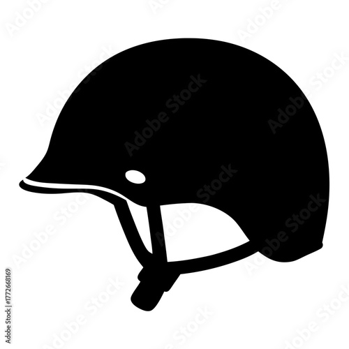 Black Silhouette Image of a Protective Helmet Used for Sports Activity
