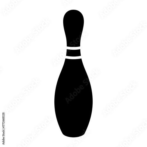 A black bowling pin on a white background ready to knock some
