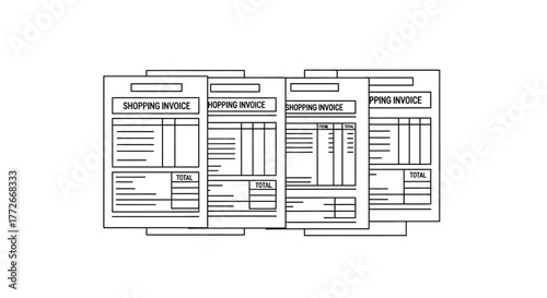 Collection of vintage business receipts and invoices with handwritten entries and official stamps for financial records vector