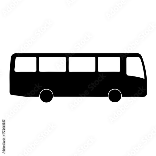 Simple black and white bus illustration for transportation or school use