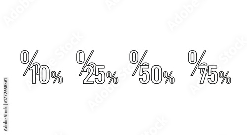 Discount percentages 10 20 50 75 percentage signs graphic elements set vector