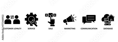 Customer relationship management, concept. Vector Illustration with icons