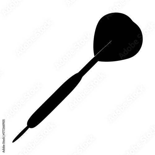 A black and white illustration of a dart with a pointed tip