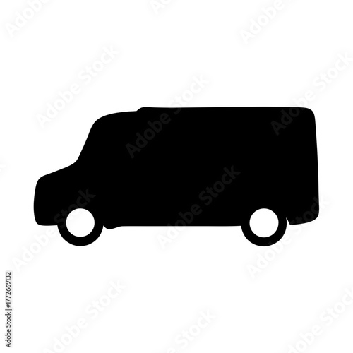 Silhouette of a commercial cargo van perfect for delivery or transport services