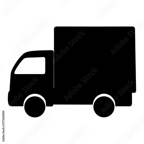 Black delivery truck icon perfect for logistics and transportation themes
