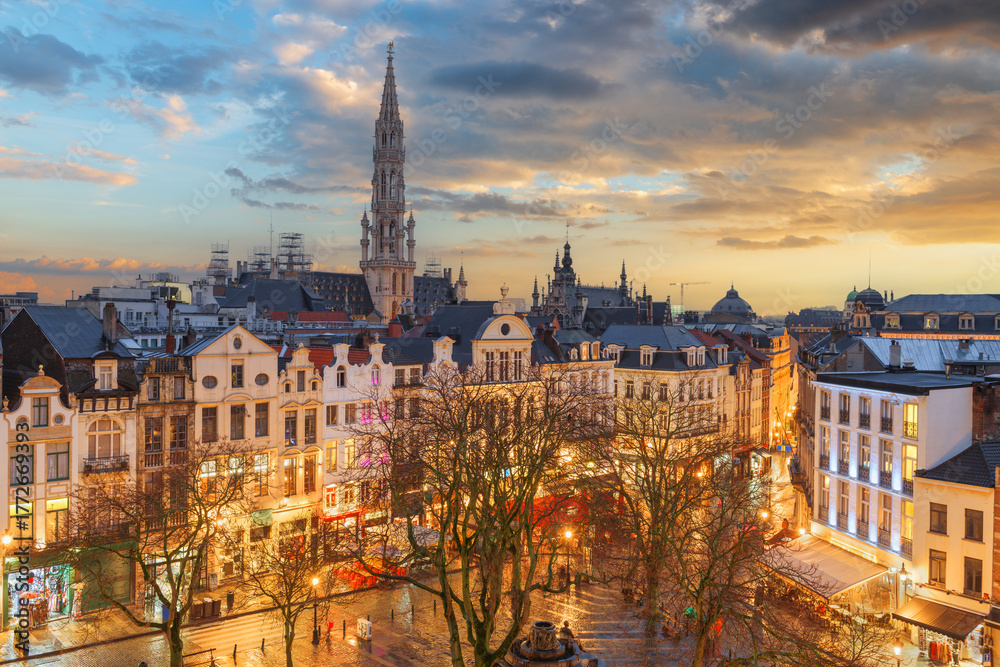 Fototapeta premium Brussels, Belgium Skyline with the Town Hall