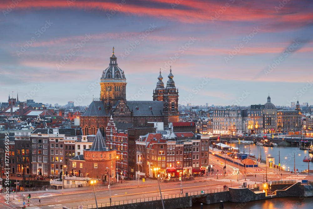 Obraz premium Amsterdam, Netherlands Historic Cityscape