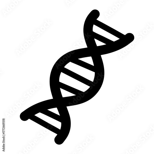 Simplified black and white icon illustration of a DNA double helix structure