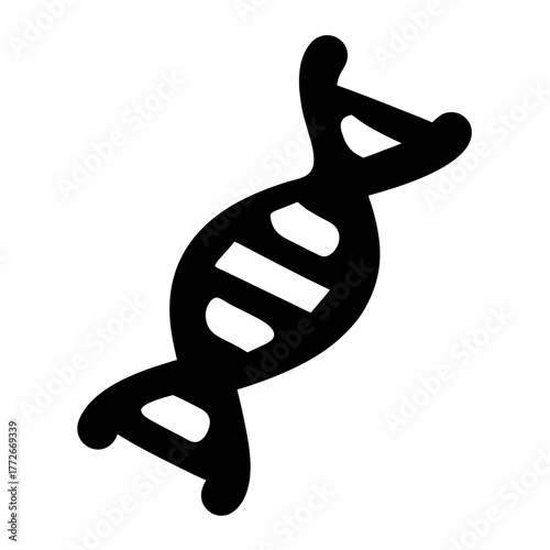 Black silhouette of a DNA double helix, representing genetic information and heredity
