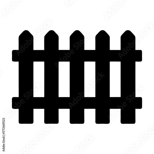 Simple black picket fence silhouette illustration for use in graphic design
