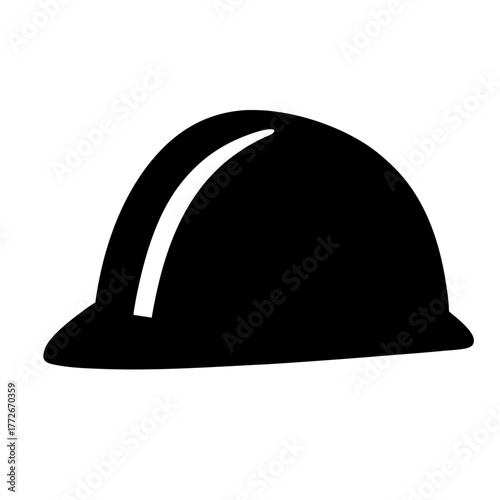 Black hard hat construction worker safety equipment on a white background