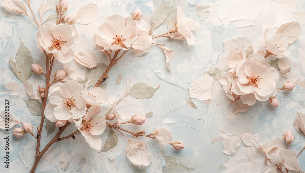 Naklejka premium Ancient blossoms of the cherry tree