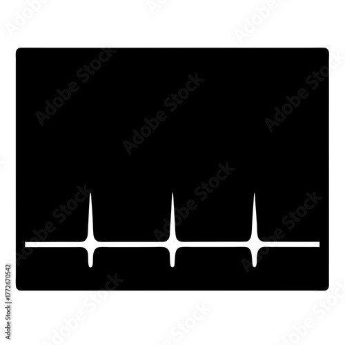 Black and white horizontal graph with three peaks for visual representation