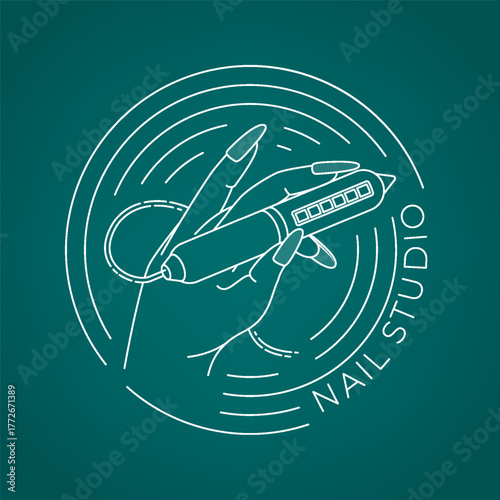 Simple monoline nail art logo concept for cosmetic and beauty service template