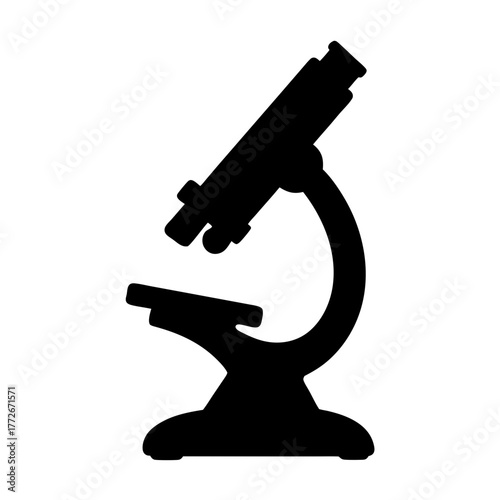 Simple Black and White Silhouette Illustration of a Standard Optical Microscope