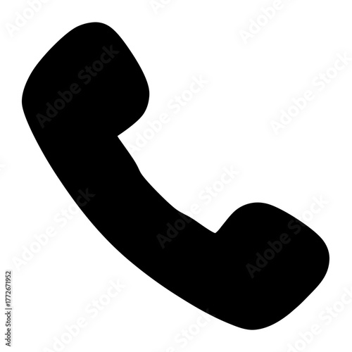 Classic Telephone Handset Icon in Solid Black for Communication Purposes