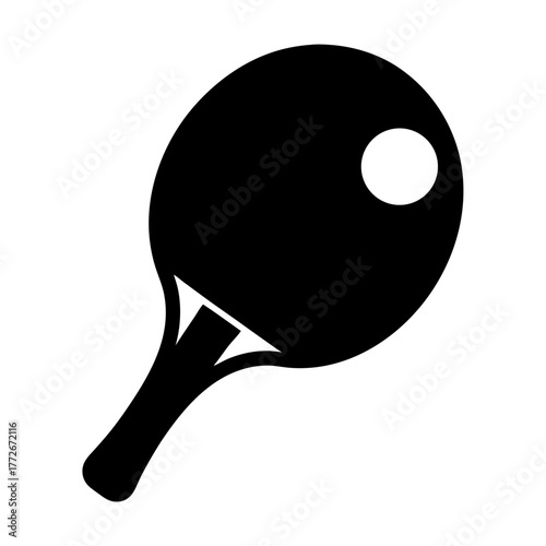 Isolated black table tennis racket graphic on a white background image