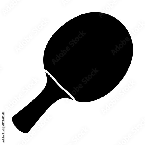 Black and white illustration of a ping pong paddle in silhouette