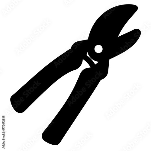 Black silhouette of a garden pruner used for cutting and clipping plants