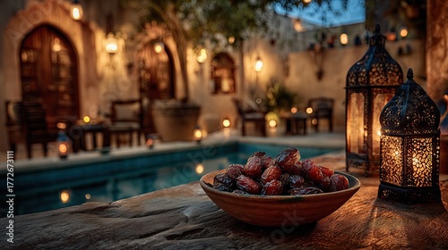Dried dates fruit in Ramadan theme
