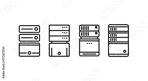 Server racks technology data center equipment network devices stacked computing hardware isolated vector