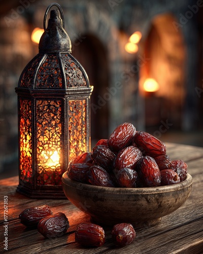 Dried dates fruit in Ramadan theme