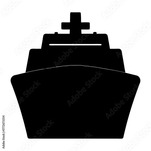 Silhouette of a majestic cruise ship sailing on the open sea water