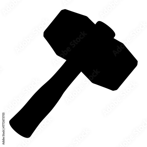Black silhouette of a large rubber mallet for home and construction use