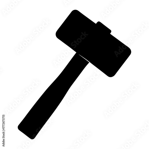 Black silhouette of a large mallet tool on a white background