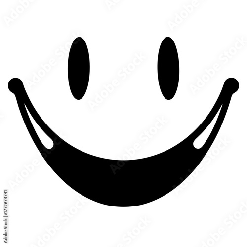 Simple Black and White Smiley Face with a Unique Mouth Design