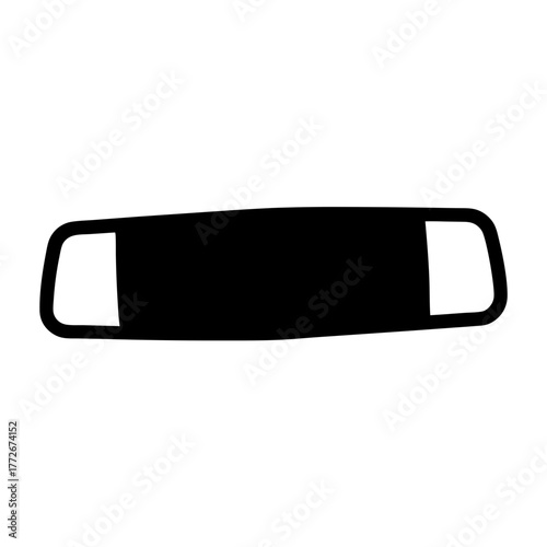 Black and white rear view mirror symbol isolated on white background