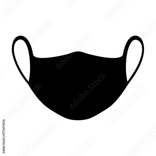 Black Fabric Face Mask Isolated on White Background Offering Protection