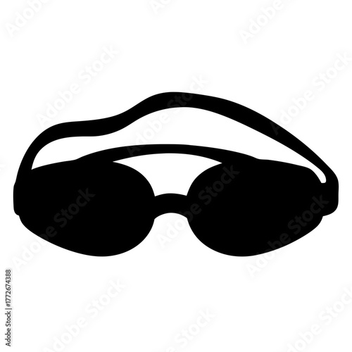 Black silhouette of swim goggles, swimming eyewear for underwater vision and protection