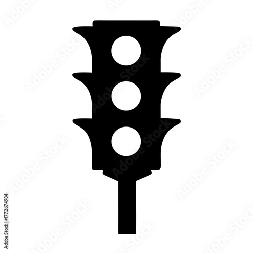 Simple black and white traffic light road safety vector illustration