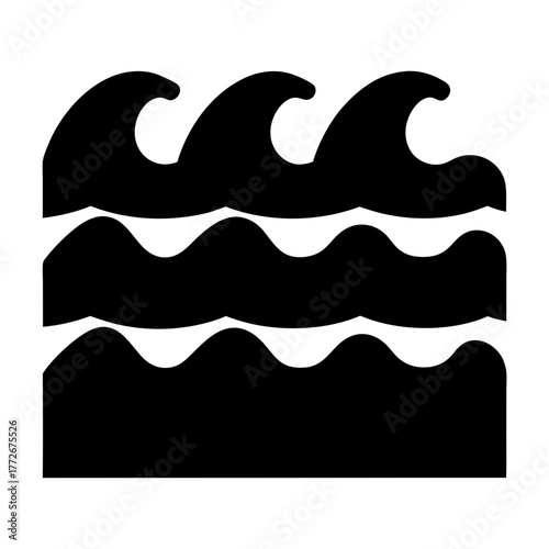 Stylized black waves representing ocean currents and natural aquatic phenomena pattern