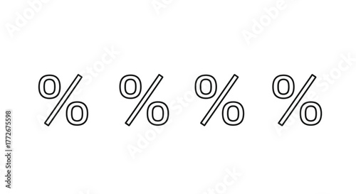 Four stylized percentage symbols offering a subtle textured visual appeal for business concepts vector