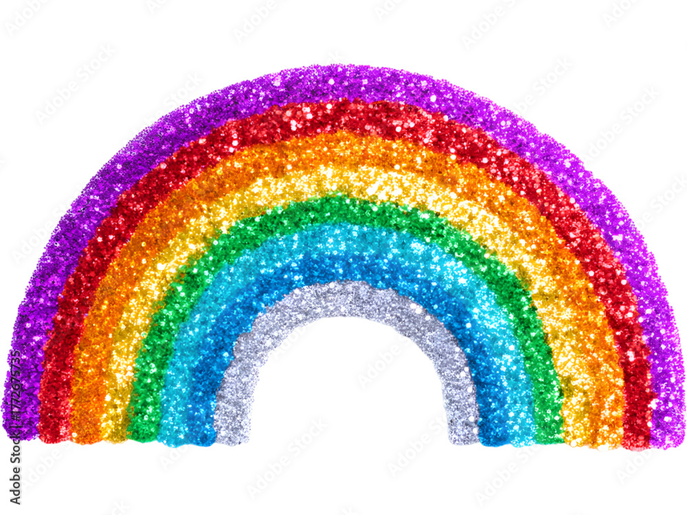 Fototapeta premium Sparkly rainbow arc isolated on transparent background, representing diversity and happiness.