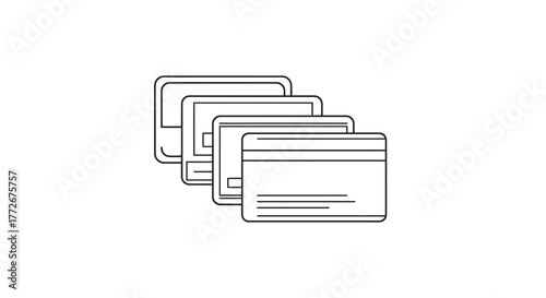 Stack of credit cards or membership cards showing financial transactions and loyalty programs vector