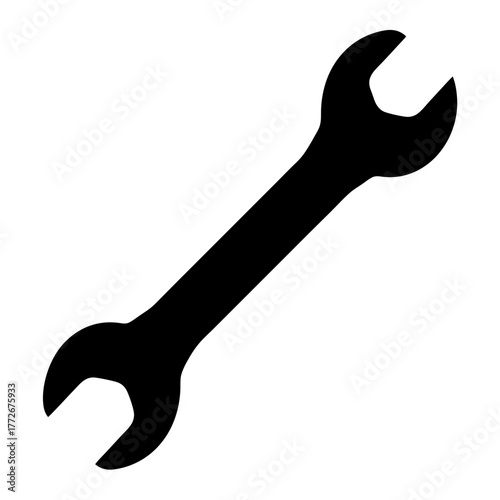 Silhouette of a standard open ended wrench on a white background isolated