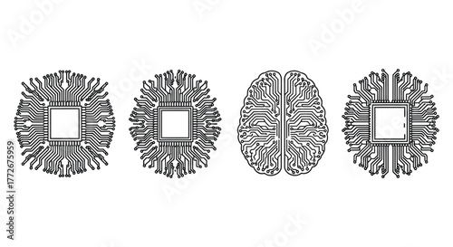 Futuristic ai brain circuitry symbolizing neural network technology and advanced computing vector