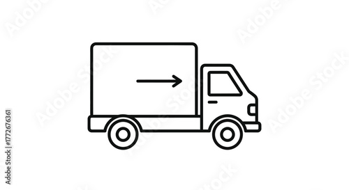 Delivery truck icon with arrow symbolizing movement and logistics services vector