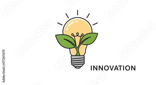 Eco-friendly light bulb with growing leaves symbolizing green innovation and sustainable ideas vector