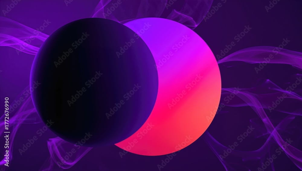Obraz premium Abstract spherical backdrop in purple and orange, suitable for creative layouts