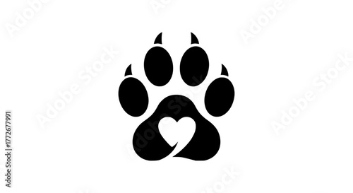 Vector of a dog paw print with heart shape inside, suitable for logo design
