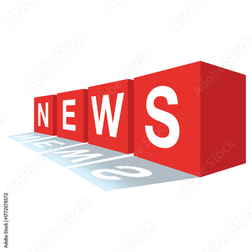 3D NEWS Blocks Illustration with Shadow Text Effect