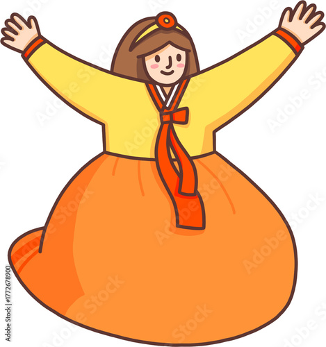 Hanbok Woman Character Illustration / 한복 입은 여성 캐릭터