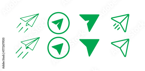 Paper Airplane Icon Set, Minimal Vector Collection of Origami Plane Symbols. Vector illustration eps 10